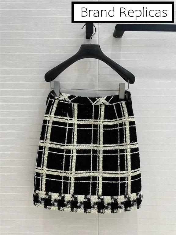 Valentino Large Check Tweed Skirt